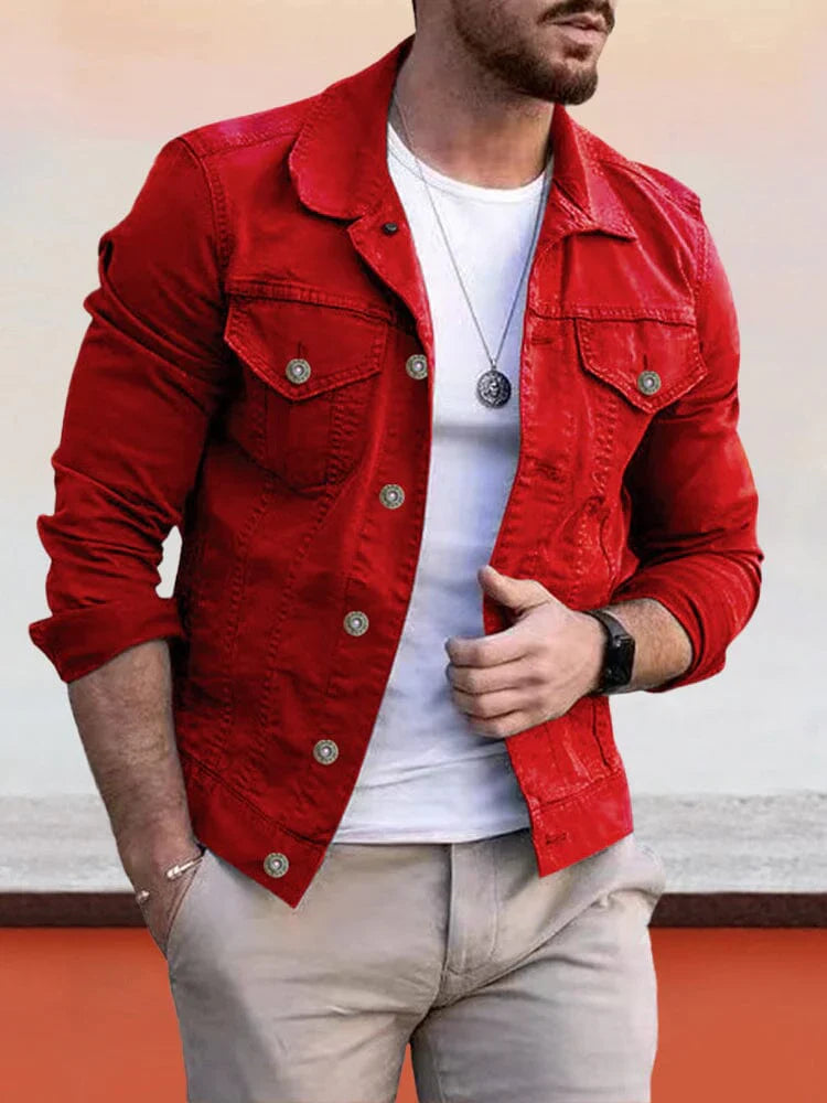 Milo - Men's Denim Jacket 100% Cotton with Knot Details, Classic Style 0