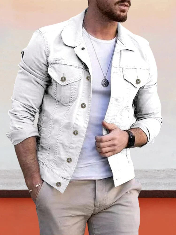 Milo - Men's Denim Jacket 100% Cotton with Knot Details, Classic Style 1