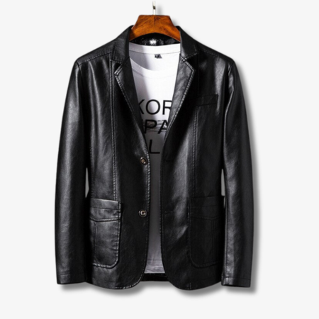 Milo - Men's Leather Jacket Stand Collar Button Closure Premium Quality 0