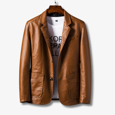 Milo - Men's Leather Jacket Stand Collar Button Closure Premium Quality 1