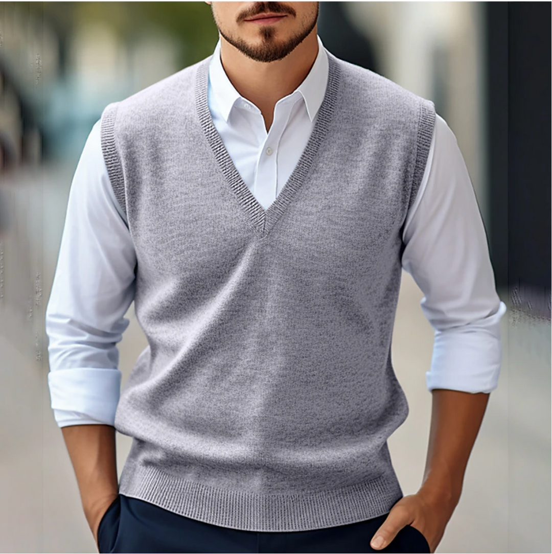 Milo - Men's Sleeveless V-Neck Sweater Cotton Blend Classic Fit 0