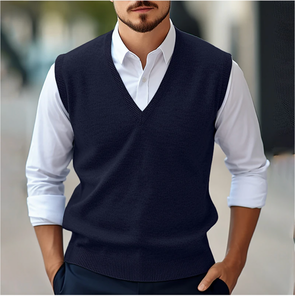 Milo - Men's Sleeveless V-Neck Sweater Cotton Blend Classic Fit 1