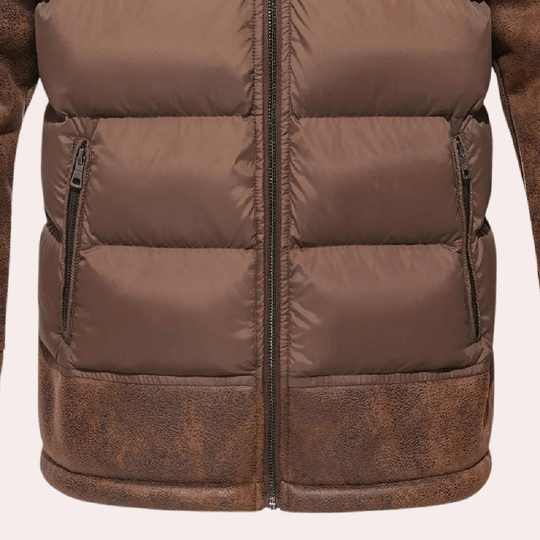 Milo - Men's Winter Jacket Faux Fur Insulation Casual, Dark Brown/Black 5