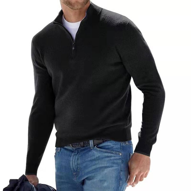 Luca Belloni | Luxurious Merino Wool, Stylish V-Neck Design, Versatile Zipper