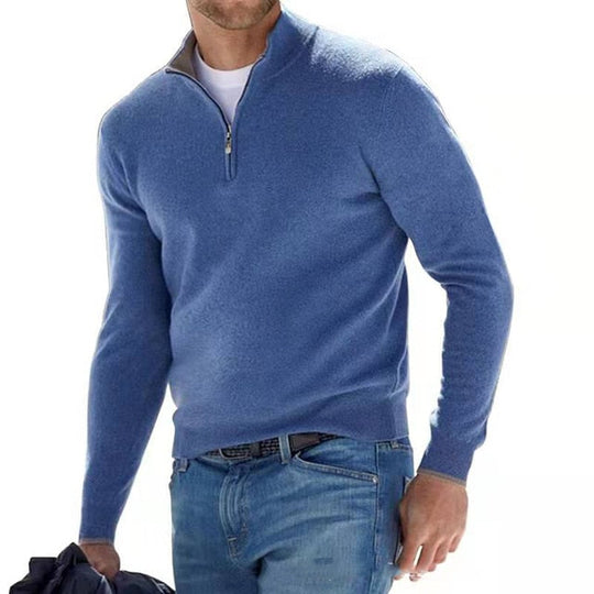 Luca Belloni | Luxurious Merino Wool, Stylish V-Neck Design, Versatile Zipper