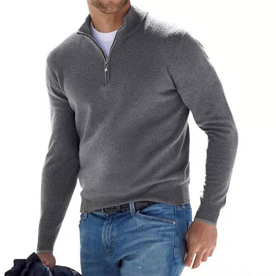 Luca Belloni | Luxurious Merino Wool, Stylish V-Neck Design, Versatile Zipper