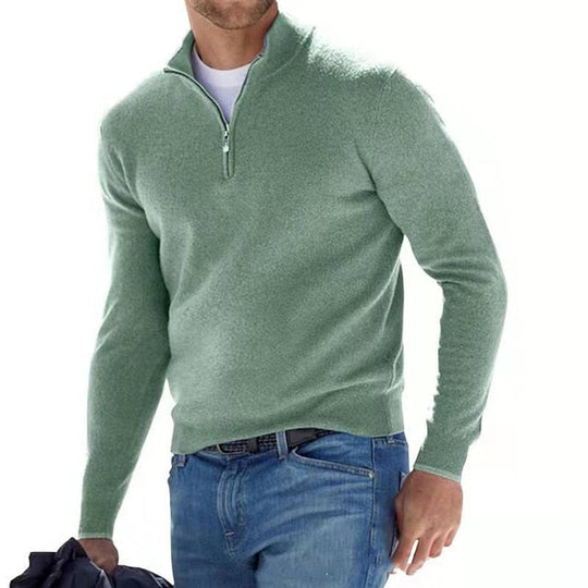 Luca Belloni | Luxurious Merino Wool, Stylish V-Neck Design, Versatile Zipper