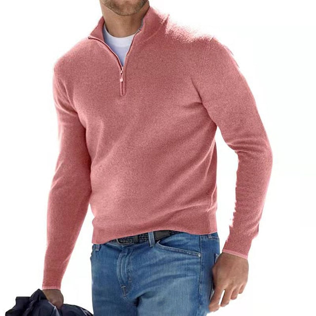 Luca Belloni | Luxurious Merino Wool, Stylish V-Neck Design, Versatile Zipper