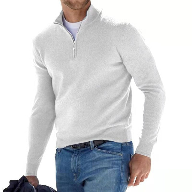 Luca Belloni | Luxurious Merino Wool, Stylish V-Neck Design, Versatile Zipper