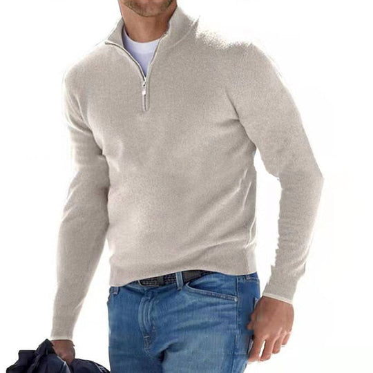 Luca Belloni | Luxurious Merino Wool, Stylish V-Neck Design, Versatile Zipper