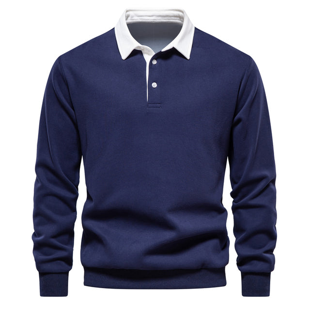 Polo - Men's Long Sleeve Polo Sweater Soft Fabric Comfortable Fit 0