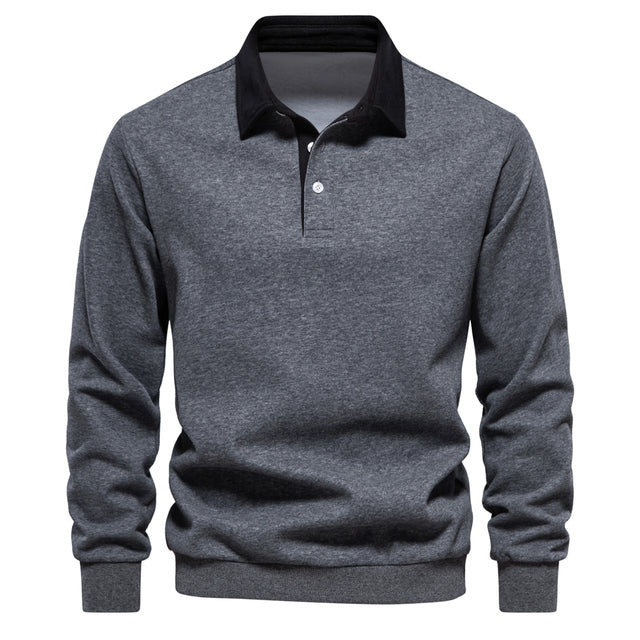 Polo - Men's Long Sleeve Polo Sweater Soft Fabric Comfortable Fit 10