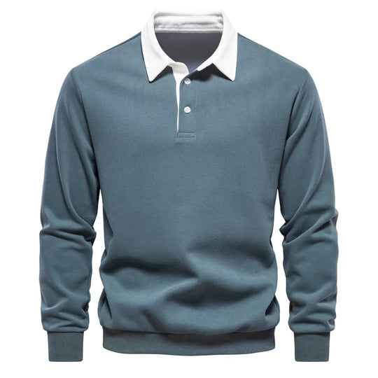 Polo - Men's Long Sleeve Polo Sweater Soft Fabric Comfortable Fit 8