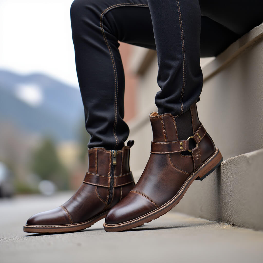 Ryder - Men's Leather Boots Vintage Moto-Inspired Design 2
