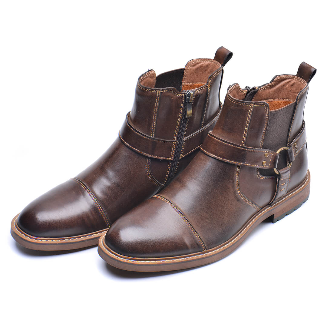 Ryder - Men's Leather Boots Vintage Moto-Inspired Design 3