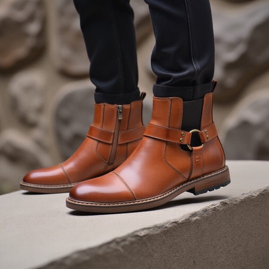 Ryder - Men's Leather Boots Vintage Moto-Inspired Design 7