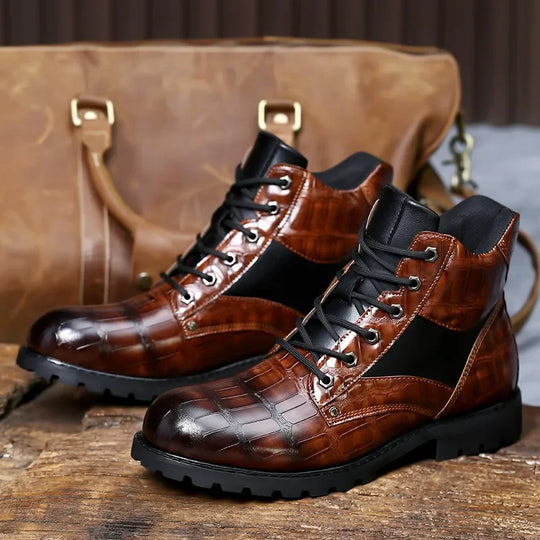 Rendell | Stylish Croc Leather Boots for Comfort and Durability