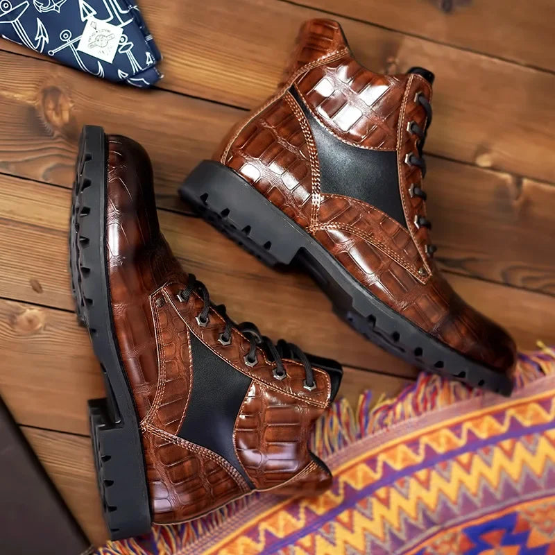 Rendell | Stylish Croc Leather Boots for Comfort and Durability