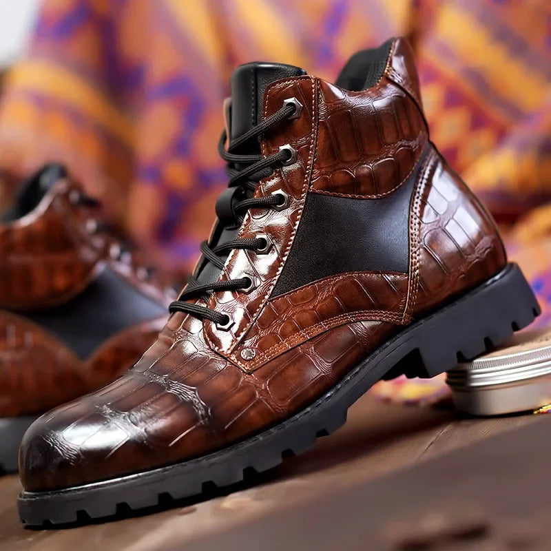 Rendell | Stylish Croc Leather Boots for Comfort and Durability