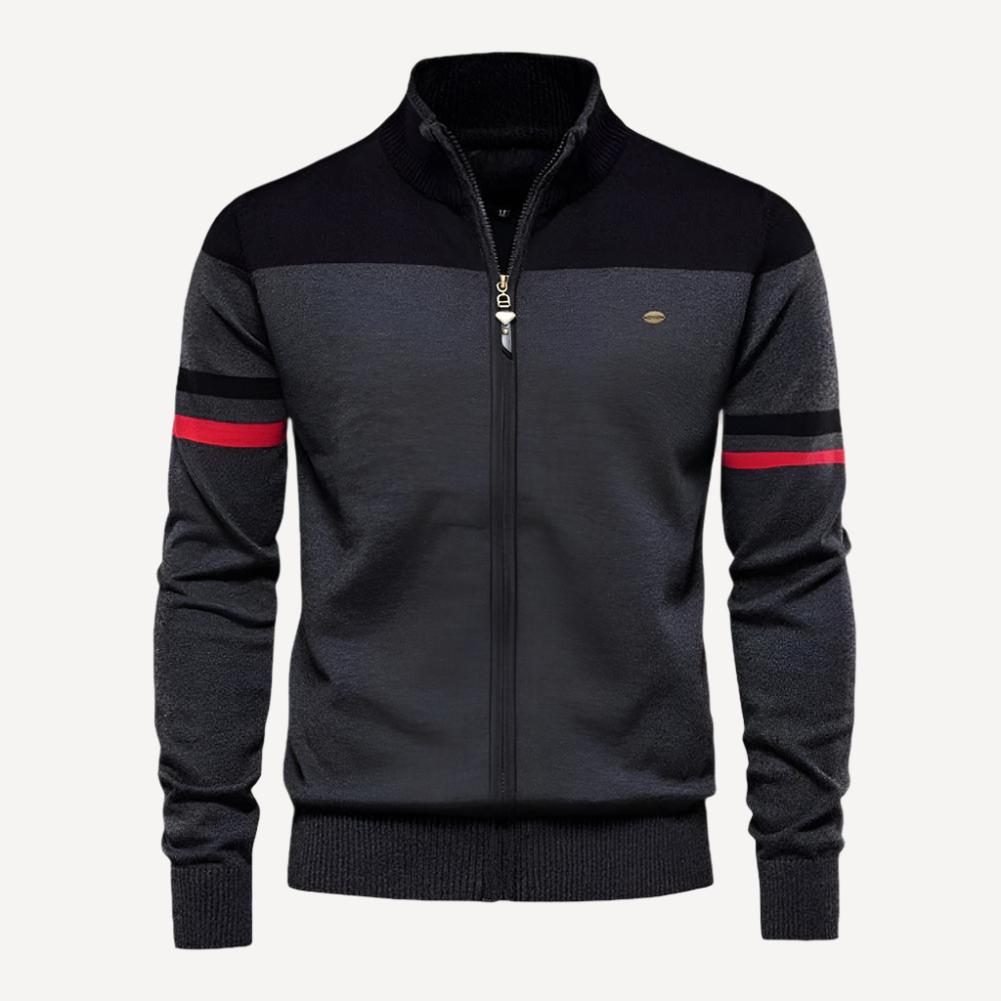 HerrenOase | Klassischer gestreifter Pullover mit Reißverschluss für stilvollen Komfort