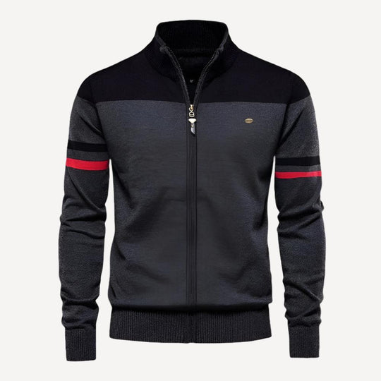 HerrenOase | Klassischer gestreifter Pullover mit Reißverschluss für stilvollen Komfort