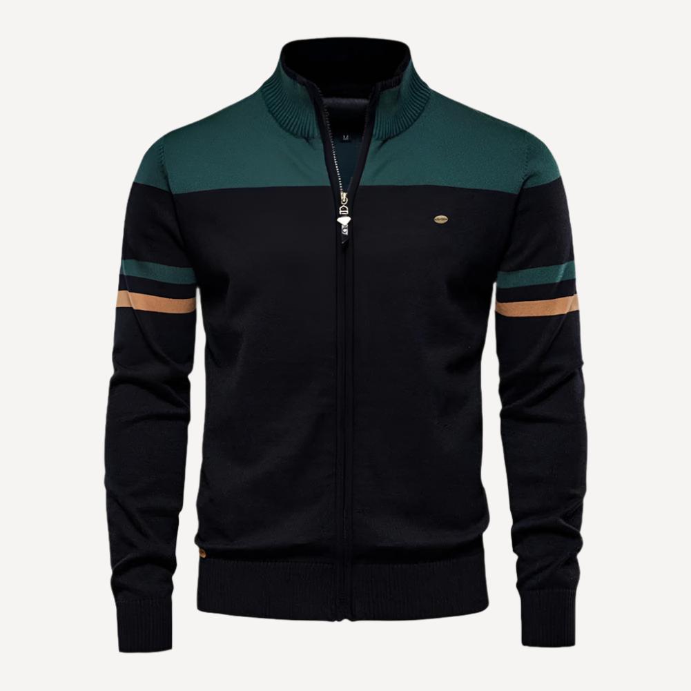 HerrenOase | Klassischer gestreifter Pullover mit Reißverschluss für stilvollen Komfort