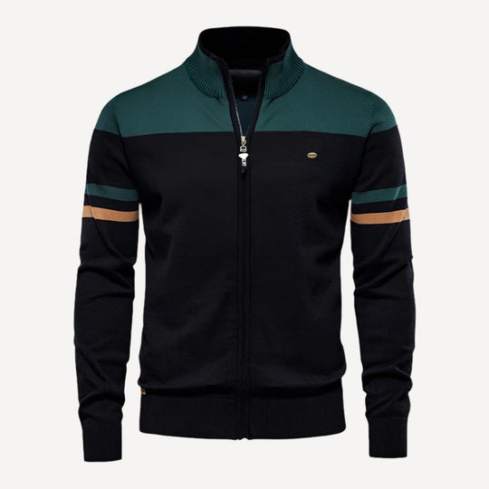 HerrenOase | Klassischer gestreifter Pullover mit Reißverschluss für stilvollen Komfort