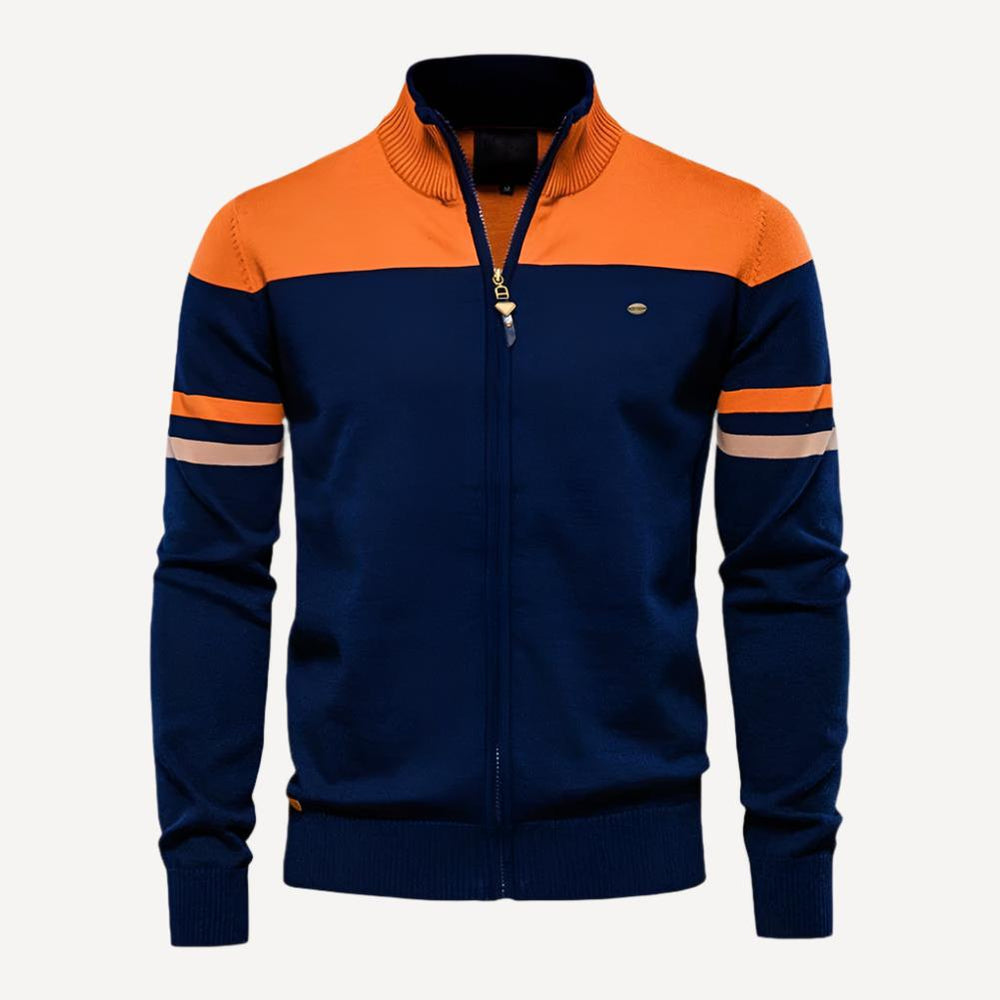 HerrenOase | Klassischer gestreifter Pullover mit Reißverschluss für stilvollen Komfort