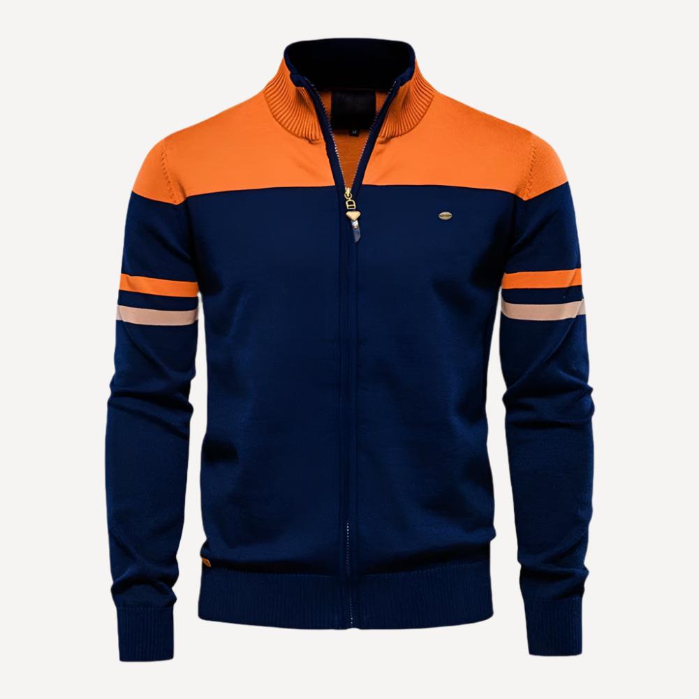 HerrenOase | Klassischer gestreifter Pullover mit Reißverschluss für stilvollen Komfort