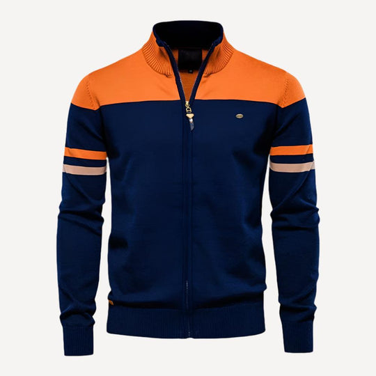 HerrenOase | Klassischer gestreifter Pullover mit Reißverschluss für stilvollen Komfort