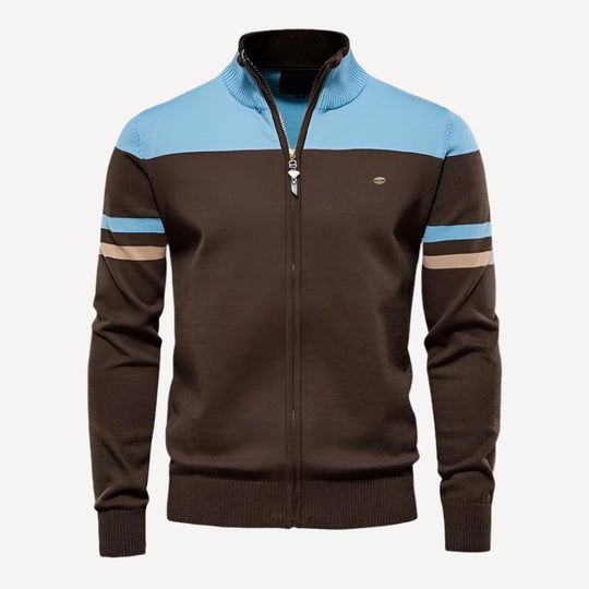 HerrenOase | Klassischer gestreifter Pullover mit Reißverschluss für stilvollen Komfort