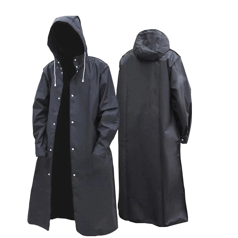 Toby - Men's Waterproof Hooded Coat Long Black EVA, Casual 2