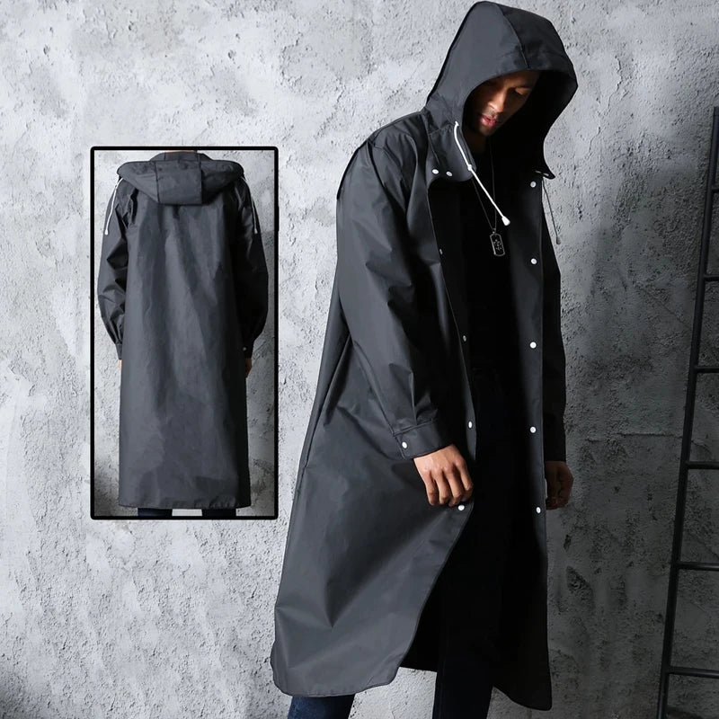 Toby - Men's Waterproof Hooded Coat Long Black EVA, Casual 5