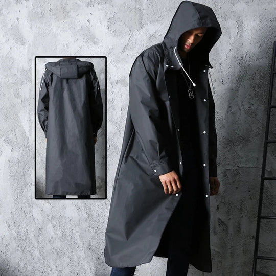 Toby - Men's Waterproof Hooded Coat Long Black EVA, Casual 5