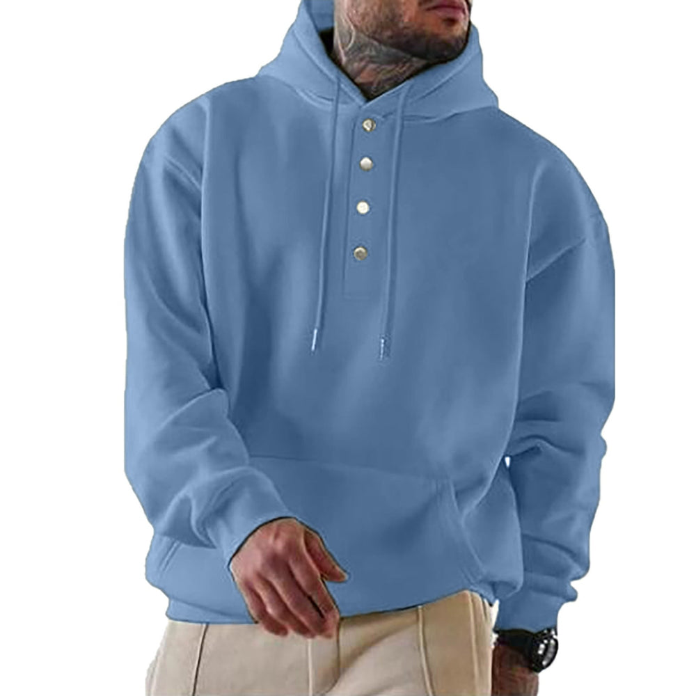 Wade - Men's Casual Hoodie with Button Placket Cotton Blend 1