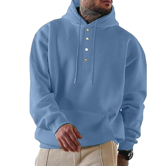 Wade - Men's Casual Hoodie with Button Placket Cotton Blend 1