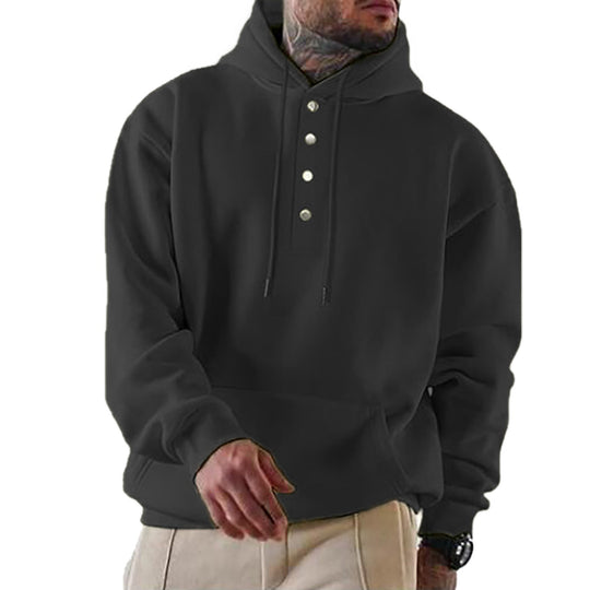 Wade - Men's Casual Hoodie with Button Placket Cotton Blend 2