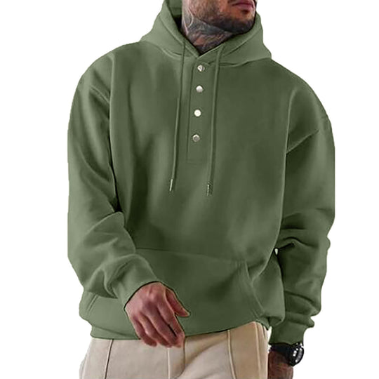 Wade - Men's Casual Hoodie with Button Placket Cotton Blend 3