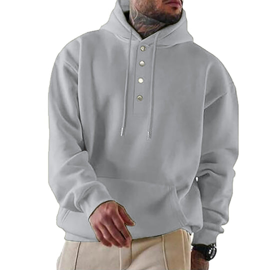 Wade - Men's Casual Hoodie with Button Placket Cotton Blend 4