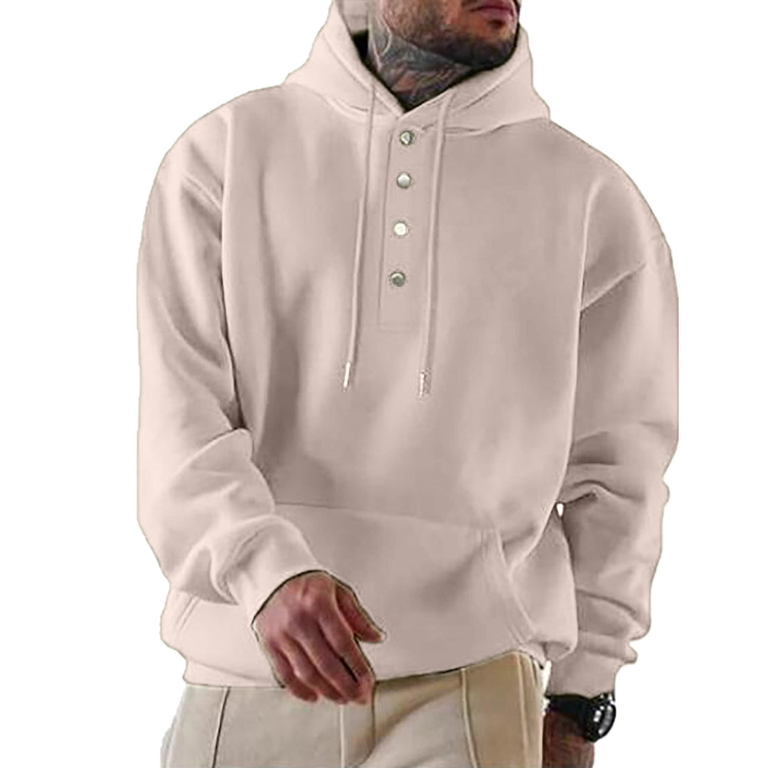 Wade - Men's Casual Hoodie with Button Placket Cotton Blend 5