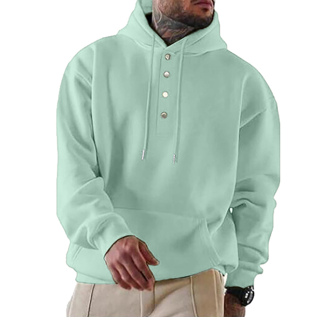 Wade - Men's Casual Hoodie with Button Placket Cotton Blend 6
