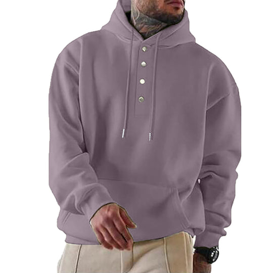 Wade - Men's Casual Hoodie with Button Placket Cotton Blend 8