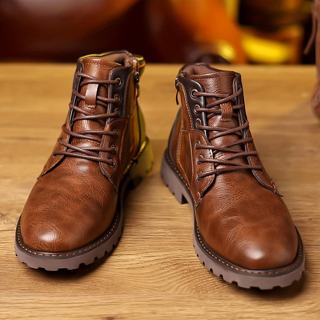Zylo - Men's Zipper Dress Boots PU Leather Elegant Design, Comfortable and Durable 3