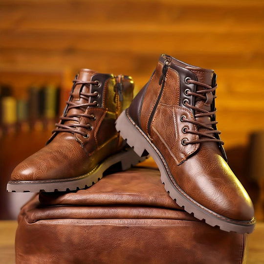 Zylo - Men's Zipper Dress Boots PU Leather Elegant Design, Comfortable and Durable 4