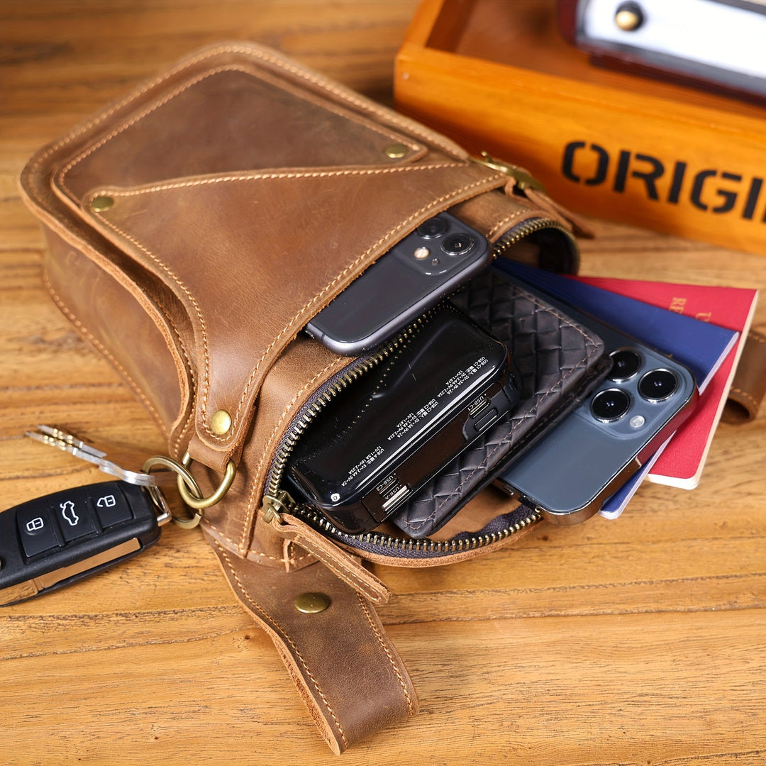 Damarion | Stylische echte Rindsleder Bauchtasche