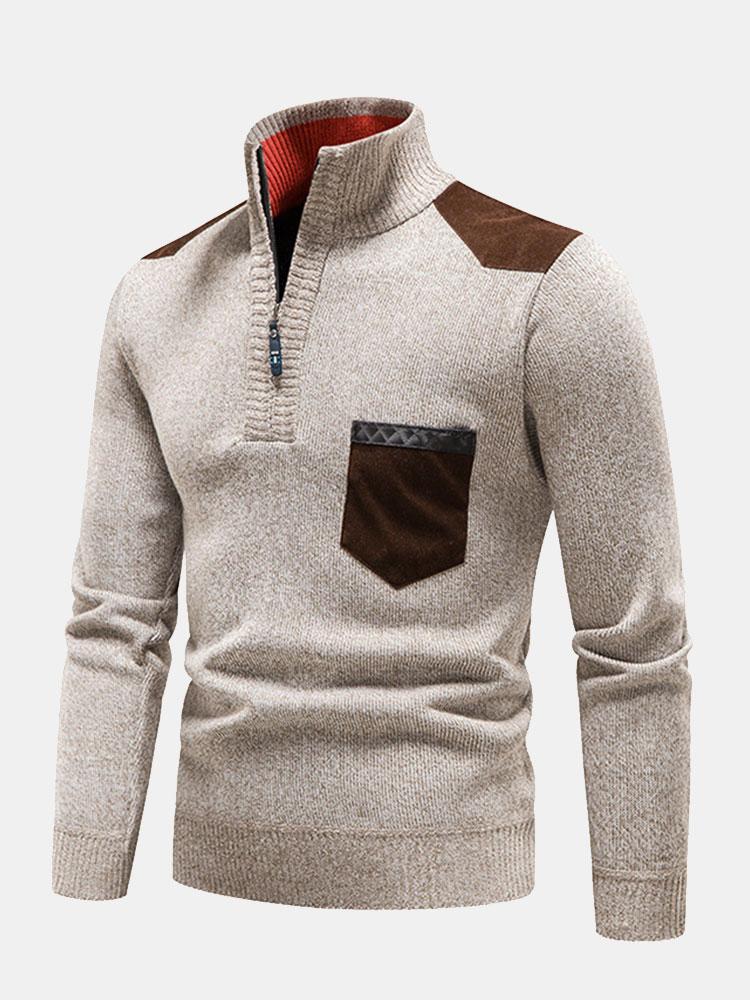Lorenz | Stilvoller Halb-Reißverschluss-Pullover mit Kontrasttaschen