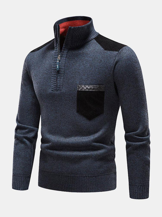 Lorenz | Stilvoller Halb-Reißverschluss-Pullover mit Kontrasttaschen