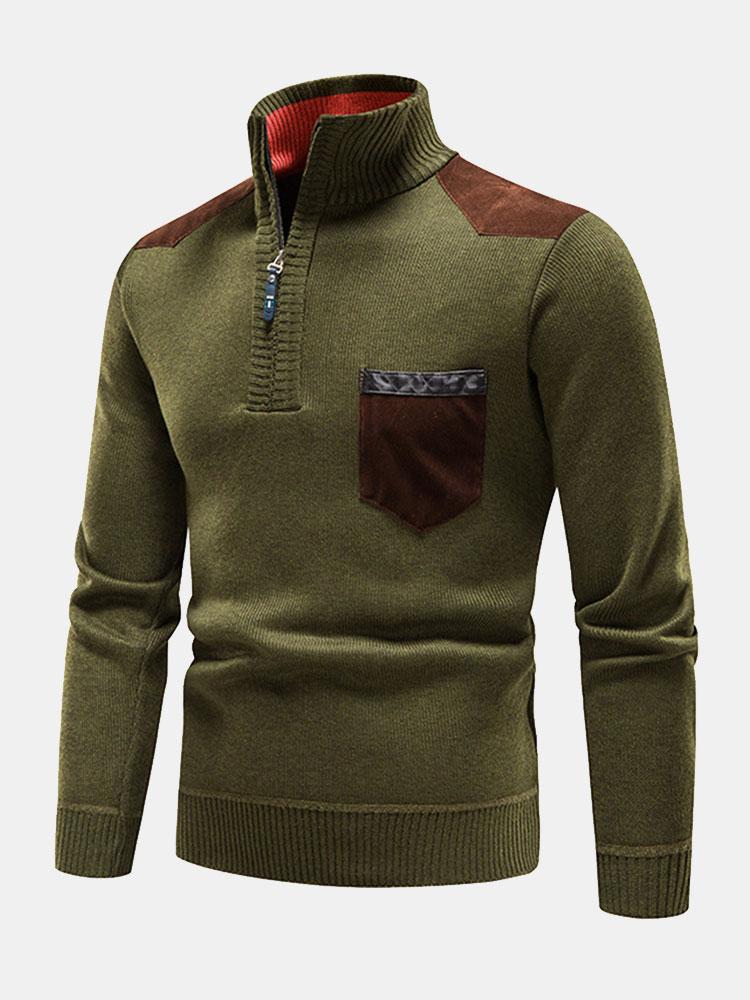 Lorenz | Stilvoller Halb-Reißverschluss-Pullover mit Kontrasttaschen