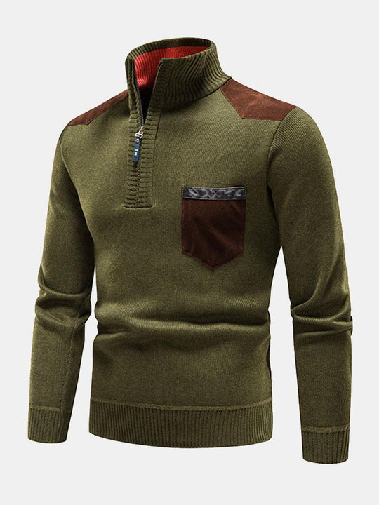 Lorenz | Stilvoller Halb-Reißverschluss-Pullover mit Kontrasttaschen