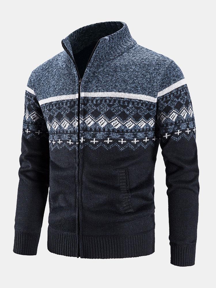 Eldridge | Stylish Geometric Zip-Up Sweater for Comfort